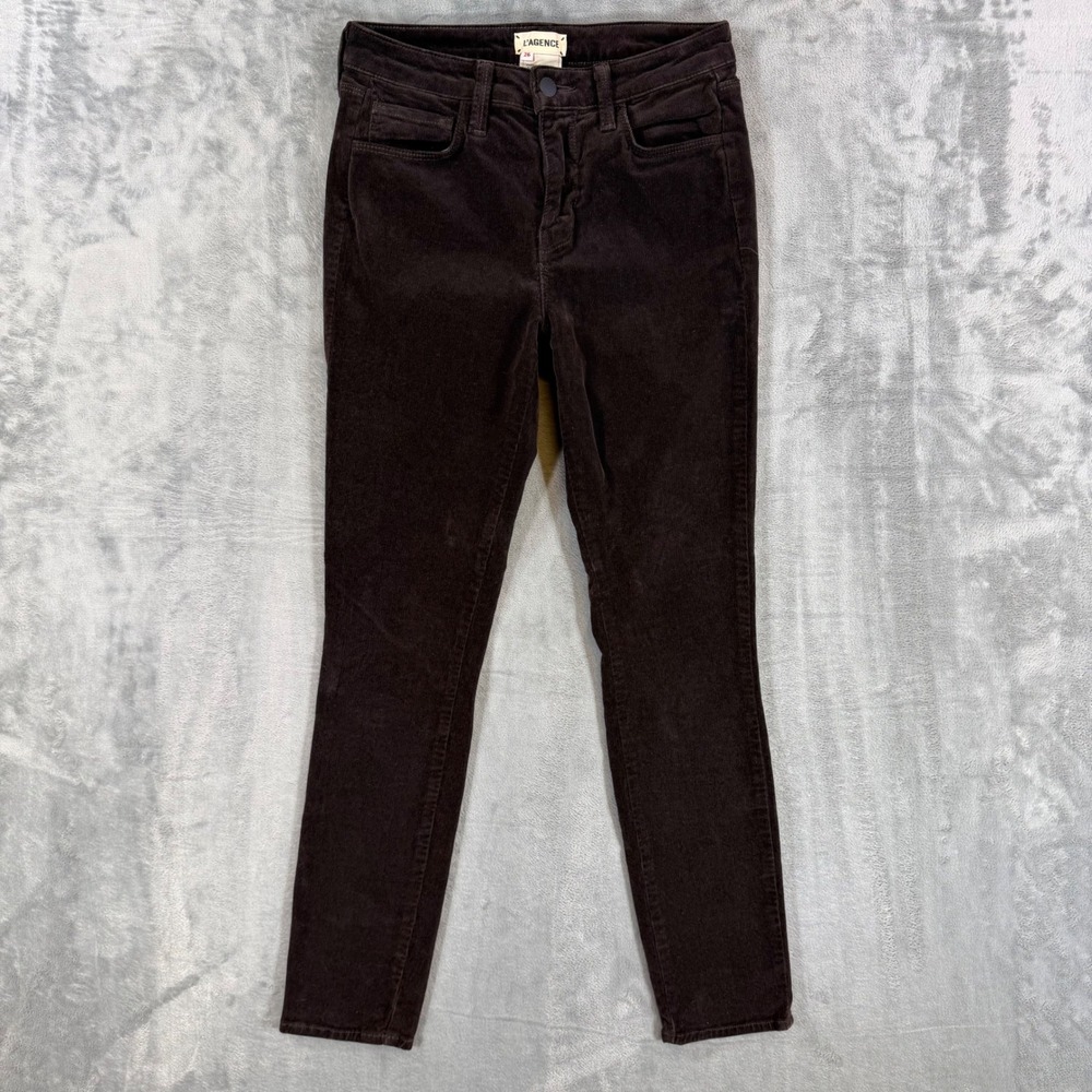 LAGENCE Margot High Rise Skinny Pants Women's Size 26 Brown Corduroy